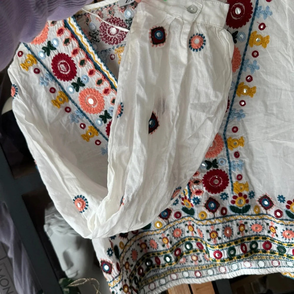 Zara Embroidered Set embellished beaded skirt top boho colorful long sleeve crop - Picture 9 of 14